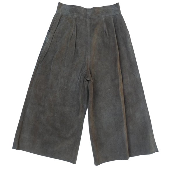 25 Western Vintage Leather Gauchos V Yoke Pockets Snap Fly Satin Lined Wide Leg - Picture 3 of 8